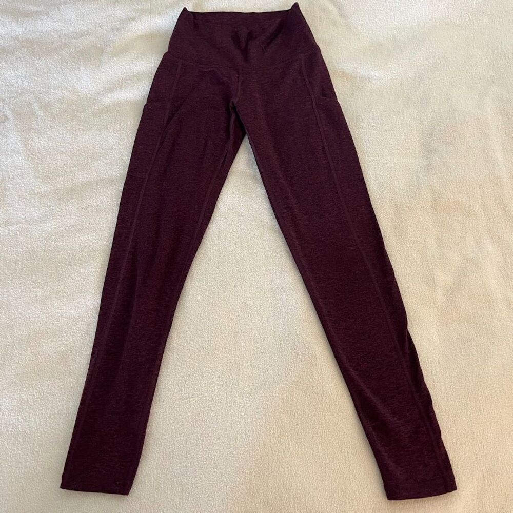 Women's Aerie Chill-Play-Move Leggings Heathered Maroon, Size S